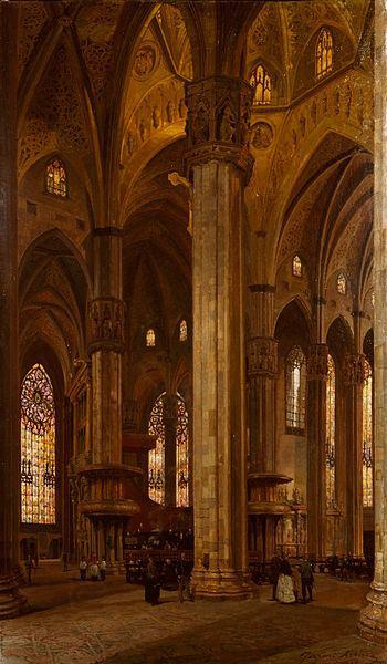 Arturo Ferrari Interior of Milan Cathedral oil painting picture